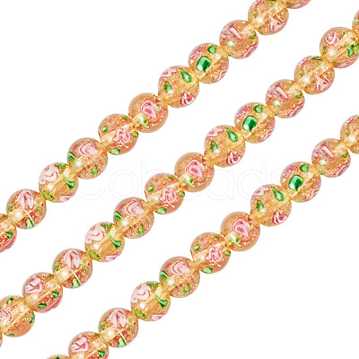 1 Strand Handmade Glod Sand Lampwork Beads Strands LAMP-TA0002-09D-1