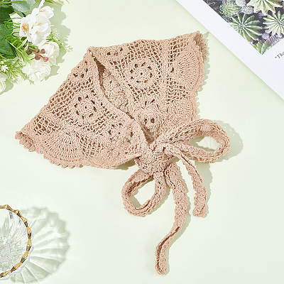Polyester Knitted Triangle Headscarf AJEW-WH20072-69A-1