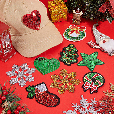 Christmas Theme Computerized Embroidery Polyester Iron On/Sew On Patches DIY-PH0023-25-1