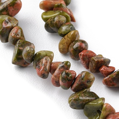 Natural Unakite Beads Strands G-G0003-B13-1