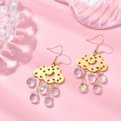 Transparent Glass Dangle Earrings EJEW-TA00259-02-1