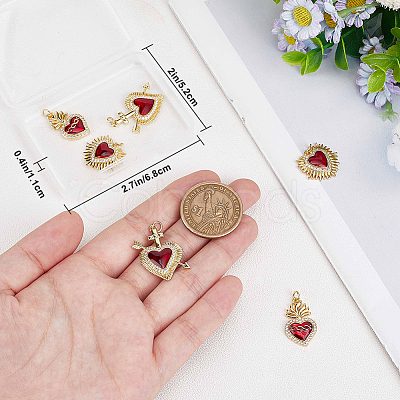 6Pcs 3 Styles Brass Micro Pave Clear Grade AAA Cubic Zirconia Pendants KK-BBC0015-33A-1
