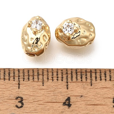 Brass Micro Pave Cubic Zirconia Beads KK-Q001-01G-1