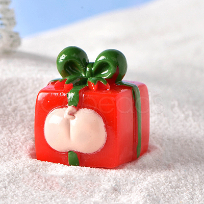 Christmas Themed Resin Gift Box Figurine XMAS-PW0001-091J-1