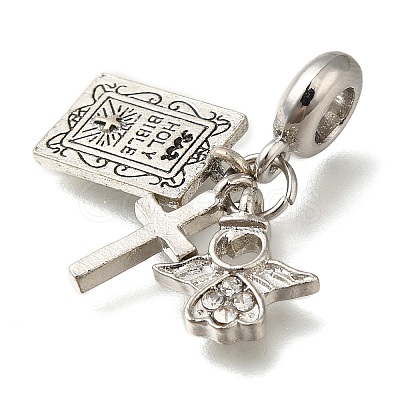 Rack Plating Alloy Crystal Rhinestone European Dangle Charms PALLOY-A009-04P-1