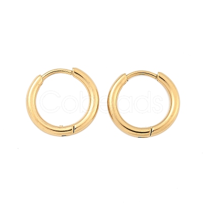 Ion Plating(IP) 304 Stainless Steel Huggie Hoop Earrings EJEW-F111A-14mm-G-1