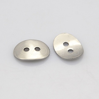 Tarnish Resistant 2-Hole Oval 304 Stainless Steel Buttons STAS-N026-01-1