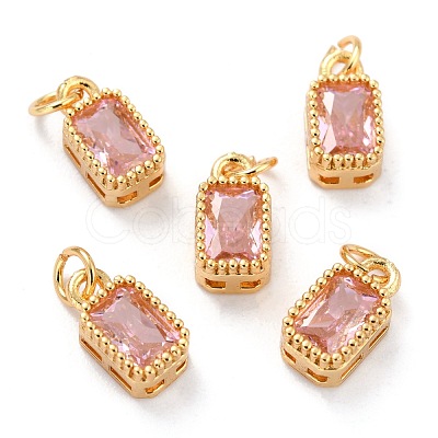 Real 18K Gold Plated Brass Inlaid Cubic Zirconia Charms ZIRC-L100-075G-1