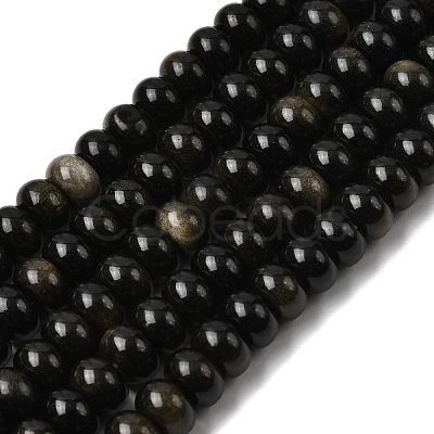 Natural Golden Sheen Obsidian Beads Strands G-A280-A15-02-1