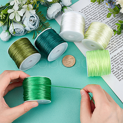 6 Rolls 6 Colors Nylon Satin Rattail Cords NWIR-PH0002-09B-01-1
