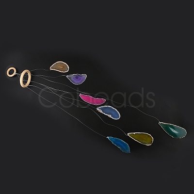 Chakra Natural Dyed Agate Piece Hanging Ornament HJEW-R126-01A-1