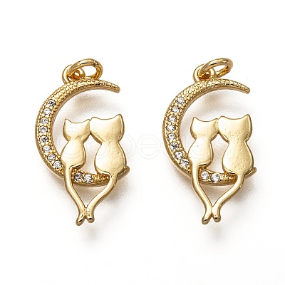 Brass Micro Pave Clear Cubic Zirconia Pendants LS-ZIRC-C020-04G-1