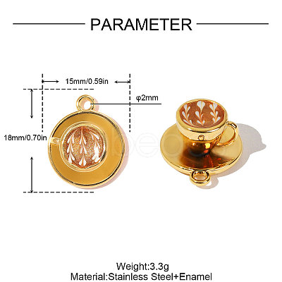 304 Stainless Steel Enamel Pendants STAS-OY011-60G-1