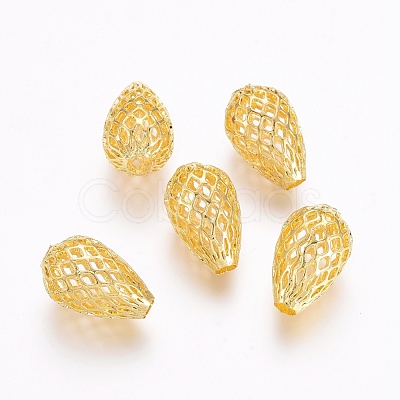 Rack Plating Brass Filigree Beads KK-D530-09G-1