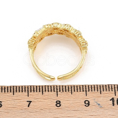 Brass Micro Pave Cubic Zirconia Cuff Rings for Women RJEW-Z113-50G-1