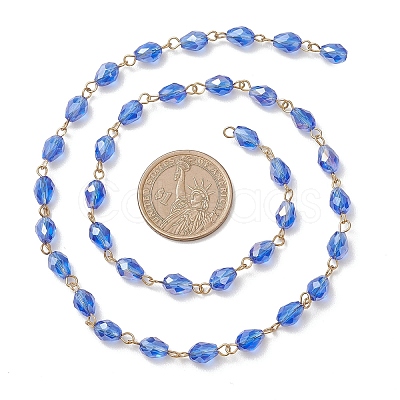 Oval Glass Beaded Link Chains AJEW-JB01471-1