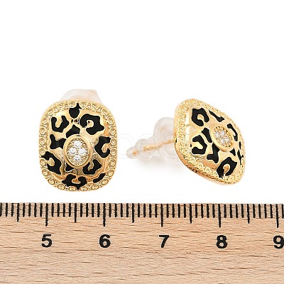 Brass Micro Pave Clear Cubic Zirconia Stud Earrings EJEW-P301-06G-1
