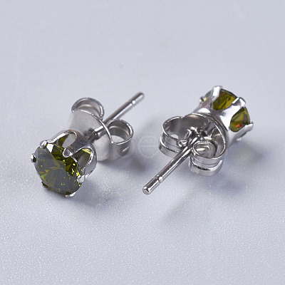 Cubic Zirconia Stud Earrings EJEW-I209-09-5mm-1