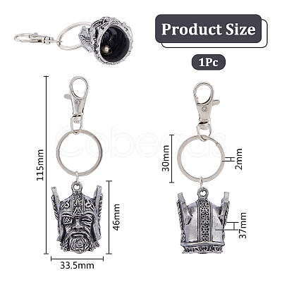 Viking One-eyed General Zinc Alloy Pendant Keychain KEYC-WH0004-96AS-1