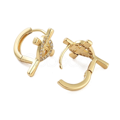 Rack Plating Cross Brass Hoop Earrings EJEW-N055-50G-RS-1