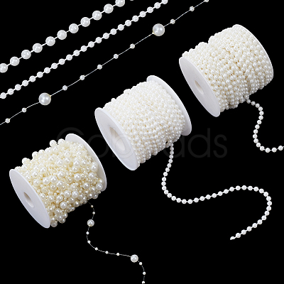 3Rolls 3 Styles Plastic Round Beaded Link Chains DIY-NB0015-31-1