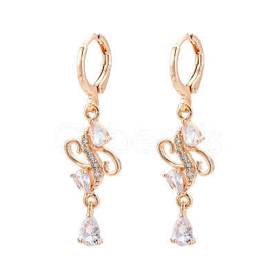 Brass Micro Pave Cubic Zirconia Dangle Leverback Earrings EJEW-N058-08G-1
