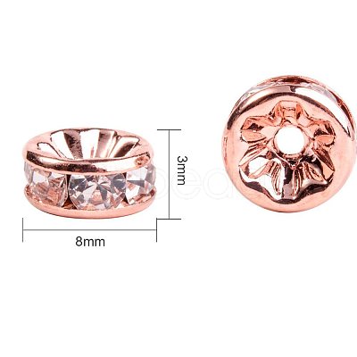 Rondelle Brass Rhinestone Spacer Beads RB-PH0001-05RG-NF-1