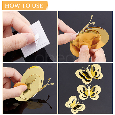 3Set 3D Butterfly PVC Mirrors Wall Stickers DIY-CN0001-85C-1