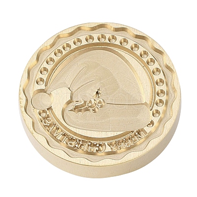 Christmas Series Wax Seal Brass Stamp Head AJEW-M037-01G-27-1
