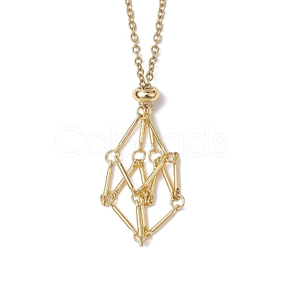 Crystal Cage Holder Necklace NJEW-JN04588-1