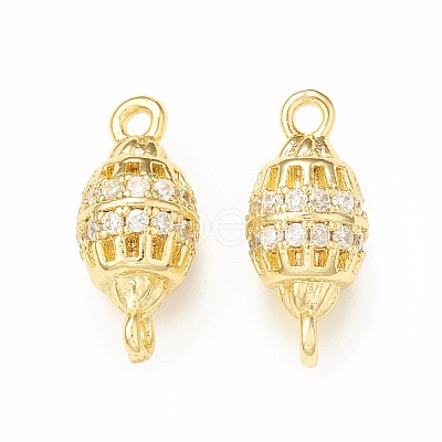 Brass Micro Pave Clear Cubic Zirconia Connector Charms KK-P228-71G-1