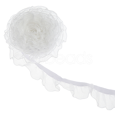 Nylon Elastic Pleated Lace Ribbon OCOR-WH0003-070B-1