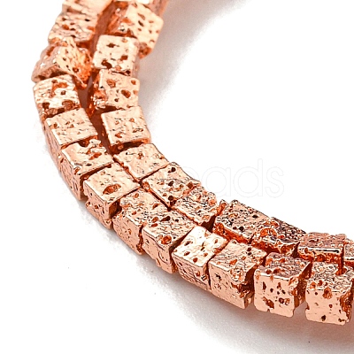 Electroplated Natural Lava Rock Beads Strands G-I360-Z01-1