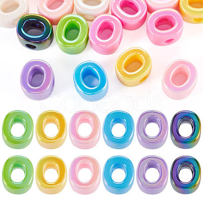 20Pcs UV Plating Opaque Acrylic European Beads OACR-TADJ0001-16O-1