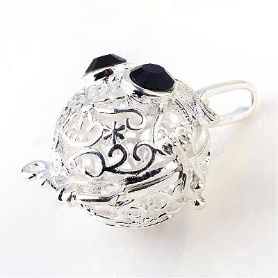 Rack Plating Brass Cage Pendants KK-S751-028S-1