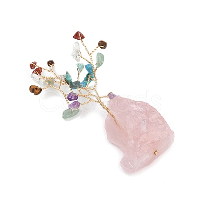 Natural Mixed Gemstone Chips Tree of Life Display Decorations AJEW-JD00015-03-1
