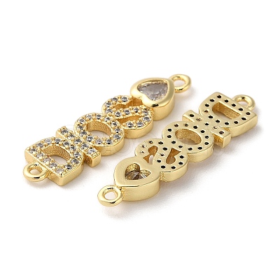 Rack Plating Brass Pave Clear Cubic Zirconia Connector Charms X-KK-K332-39G-1