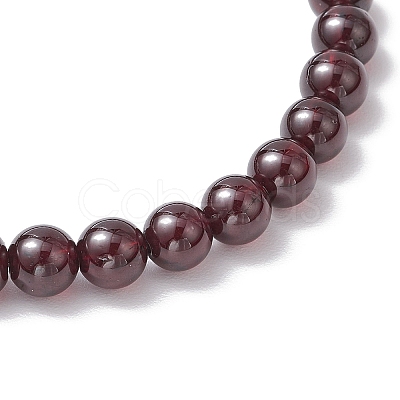 Round Natural Grade AAAA Garnet Beads Stretch Bracelets for Men Women BJEW-JB11825-03-1