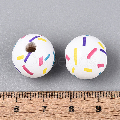 Spray Painted Schima Wood Beads WOOD-T032-37B-1