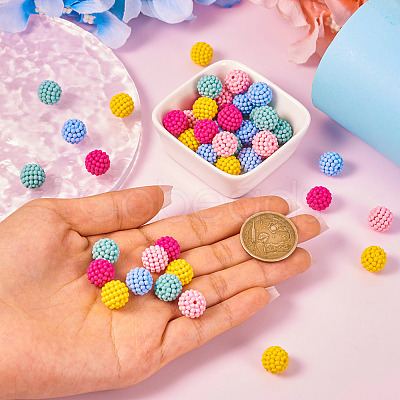 50Pcs 5 Colors Rubberized Style Acrylic Beads SACR-TA0001-32-1
