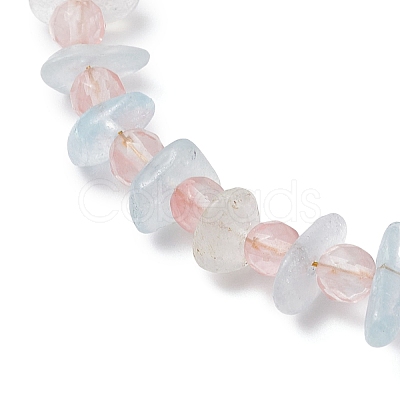Cherry Quartz Glass & Natural Aquamarine Chips Beaded Bracelets for Women BJEW-JB12526-02-1