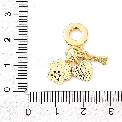 Brass Micro Pave Camellia Cubic Zirconia European Dangle Charms X-KK-F904-09G-1