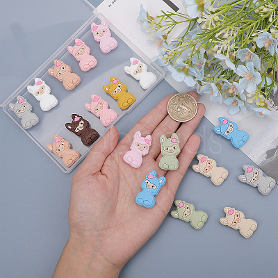 20Pcs 10 Colors Alpaca Food Grade Eco-Friendly Silicone Focal Beads SIL-CA0002-75-1