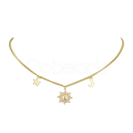 Sun & Star & Moon Brass Pendant Necklaces NJEW-JN04808-1