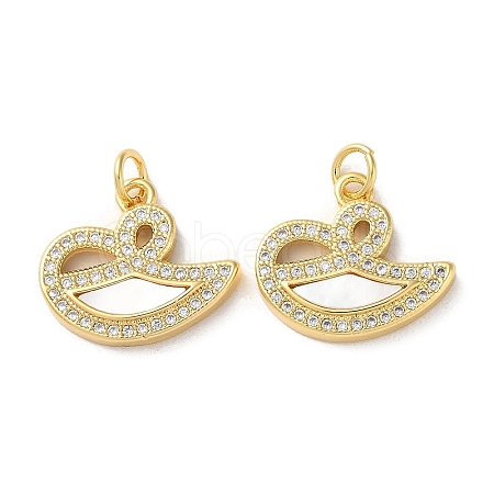 Brass Micro Pave Clear Cubic Zirconia Pendants KK-B083-33E-G-1