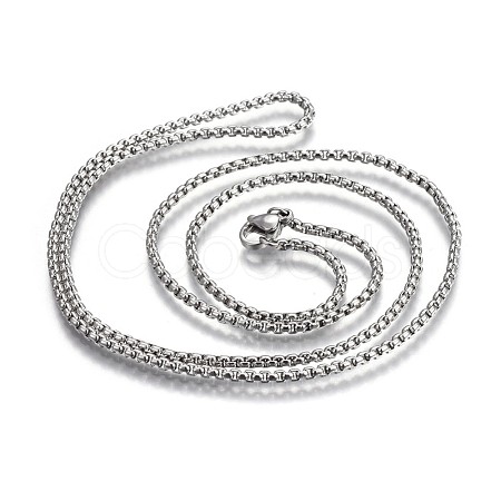 Non-Tarnish 304 Stainless Steel Box Chain Necklaces NJEW-O110-05C-P-1