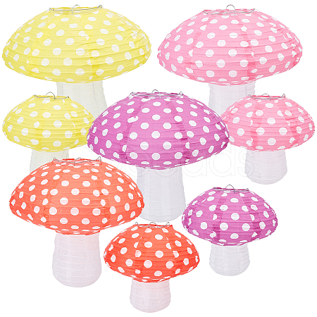 ARRICRAFT 8 Sets 8 Style 3D Mushroom-shaped Paper Lantern AJEW-AR0001-27-1