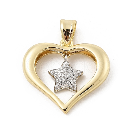 Brass Micro Pave Cubic Zirconia Pendants KK-U047-23G-01-1