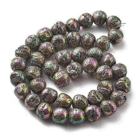 Electroplated Natural Lava Rock Beads Strands G-A251-D01-01H-1