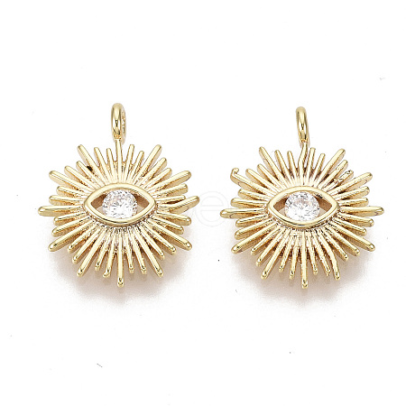Brass Micro Pave Clear Cubic Zirconia Pendants KK-S356-075-NF-1